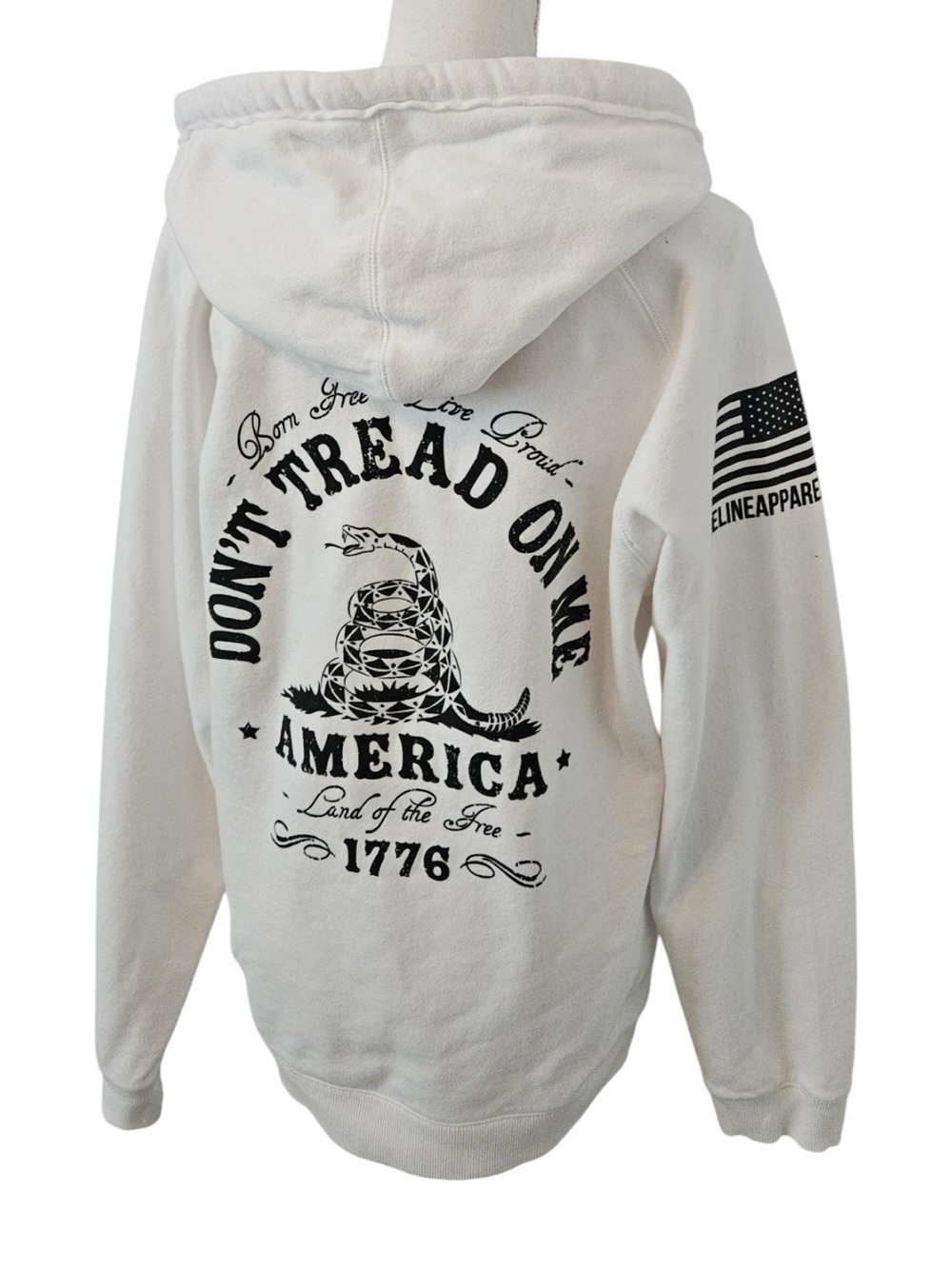Nine Line Women's V-Neck Hoodie, Don't Tread on Me - XL / White